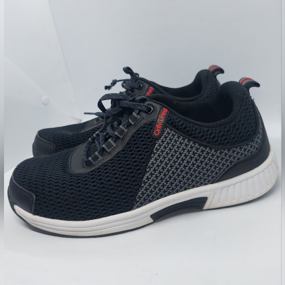 Orthofeet 617 Biofit Edgewater Mens Size 9.5 XX-Wide Black Walking Comfort Shoes
